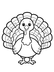 Thanksgiving Turkey Coloring Page – free printable black and white line art