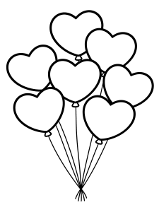 Valentine Bunch of Heart Coloring Page – free printable black and white line art