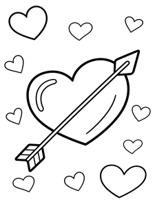 Valentine Heart with an Coloring Page – free printable black and white line art