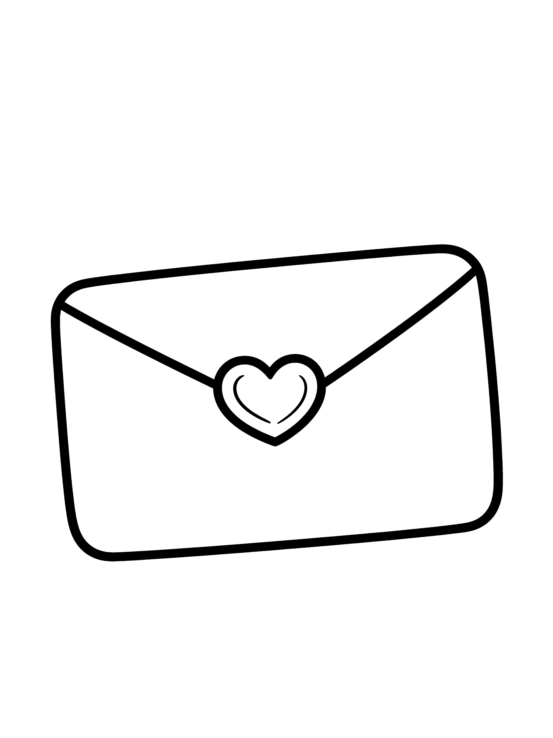 Valentine Love Letter Envelope Coloring Page – free printable black and white line art
