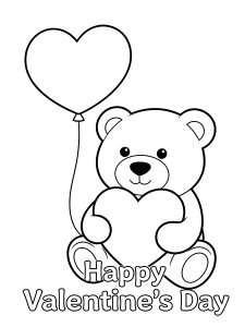 Valentine Valentine Greeting Card Coloring Page – free printable black and white line art