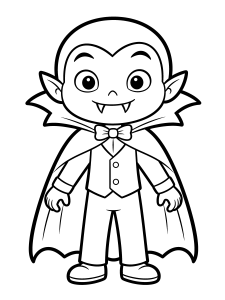 Halloween Vampire Coloring Page – free printable black and white line art