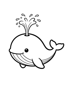 Whale Coloring Page – free printable black and white line art