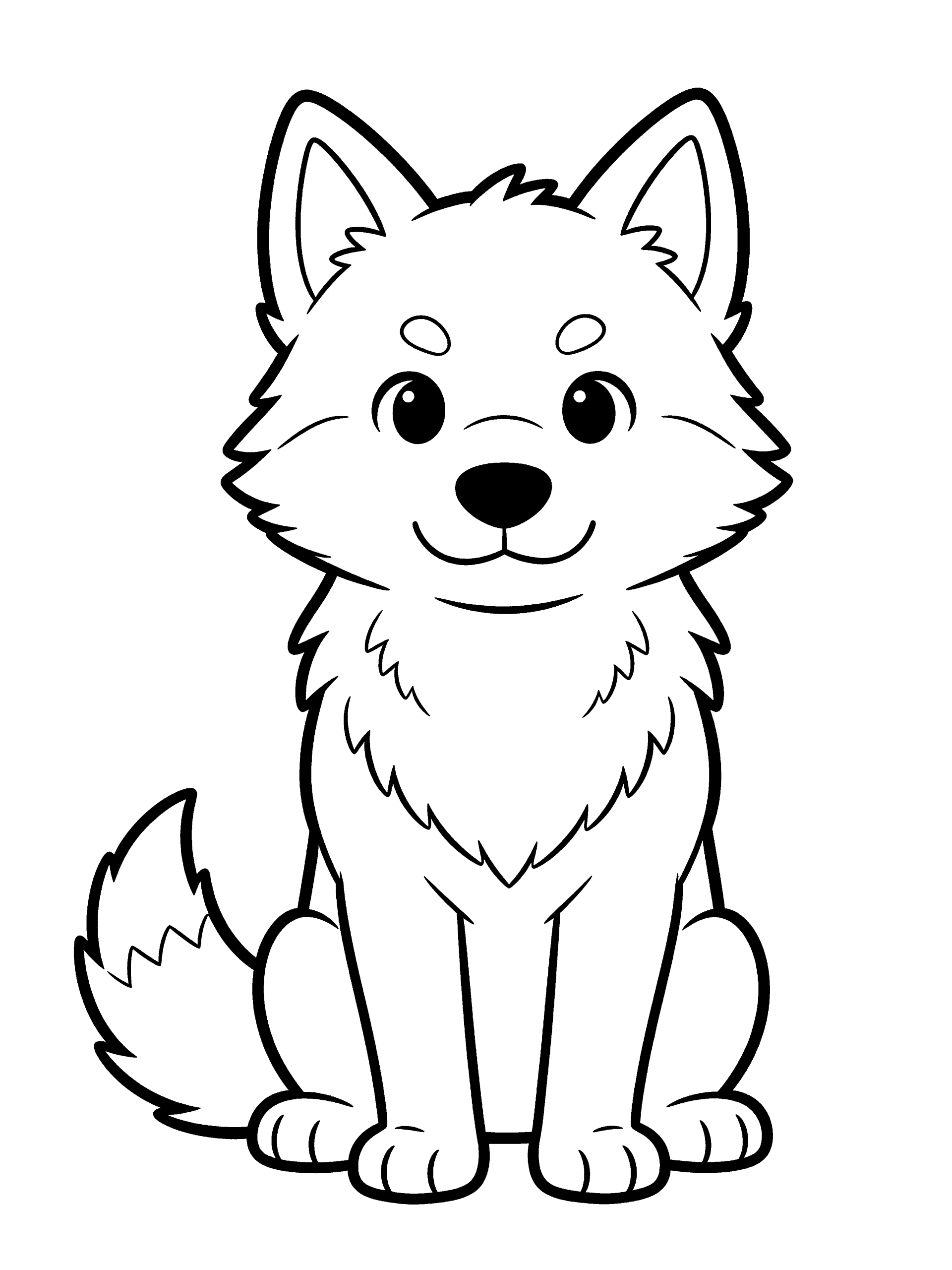 Wolf Coloring Page – free printable black and white line art